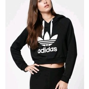 Adidas cropped pullover hoodie